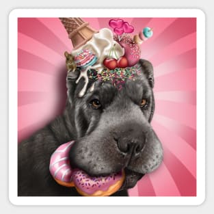 Shar Pei with ice cream and donuts Magnet